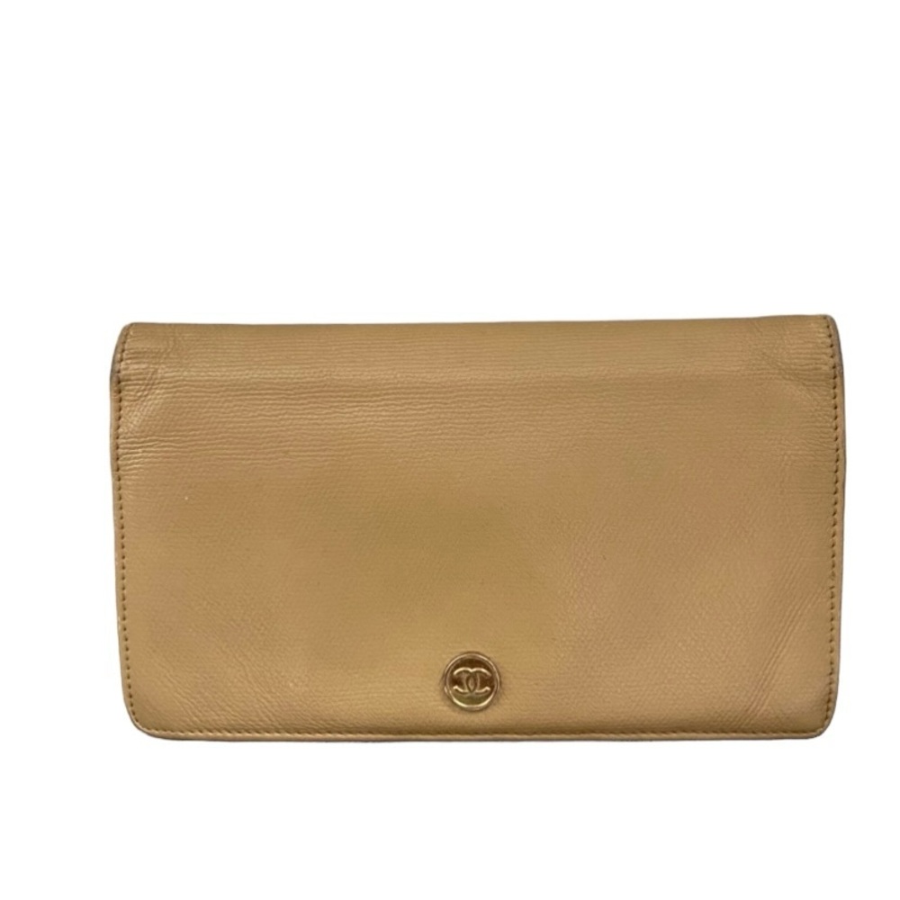 Chanel Bi-Fold Tan Leather Wallet